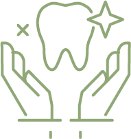 Hands holding a tooth with a sparkle, representing exceptional dental care.