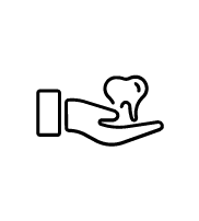 Hand holding a tooth icon representing quality dental care.